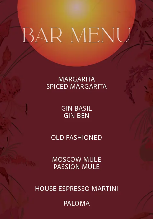 Bar Menu Design